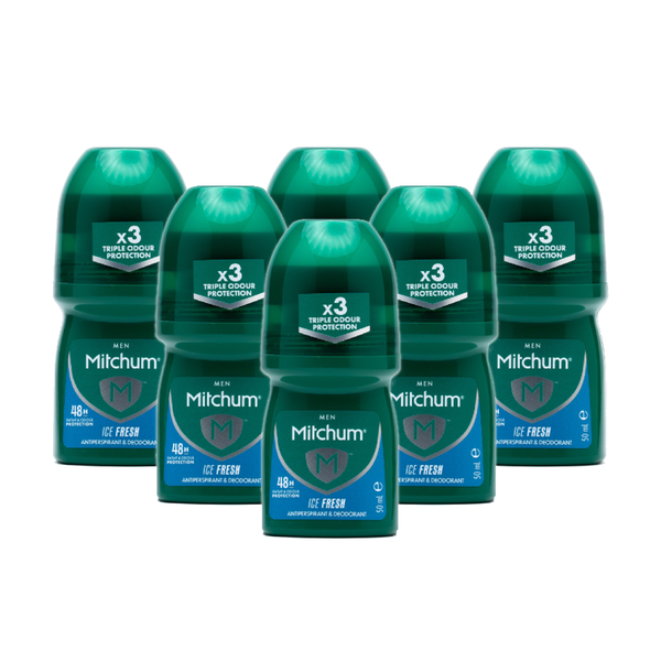 Mitchum Advanced Invisible Roll On Men Ice Fresh 50ml x 6 Pack