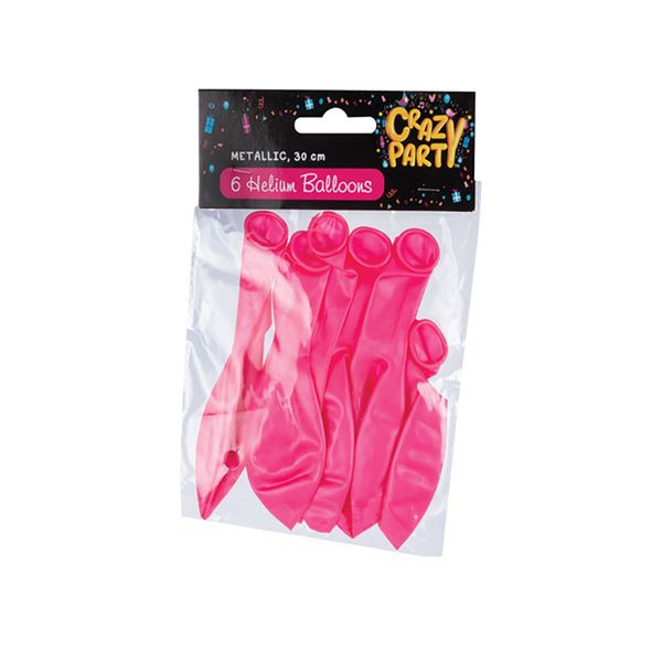 Helium Balloon - 6 Piece - Latex - Metallic Pink - 12 Pack