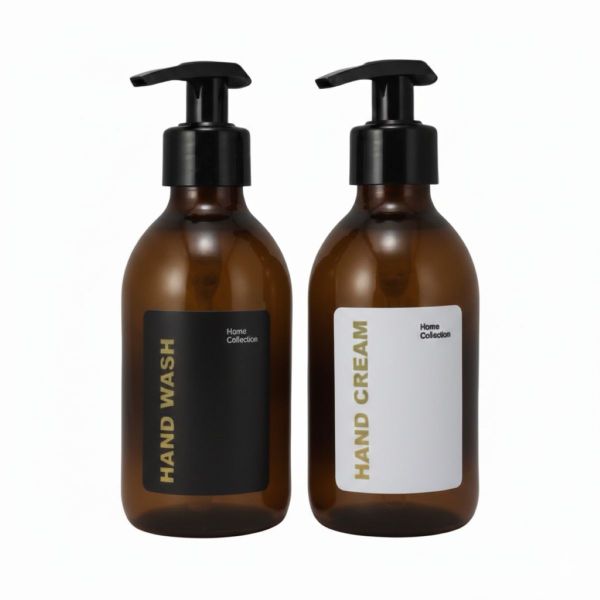 200ml Amber Glass Hand Wash &amp; Hand Cream Dispenser - Set of 2