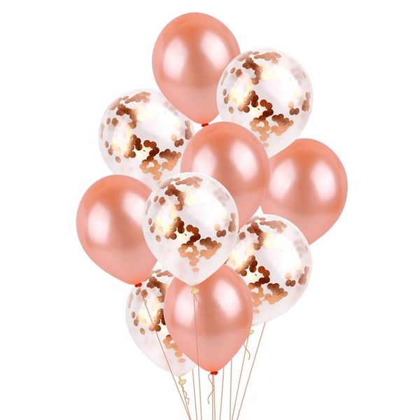5 Rose Gold And 5 Clear Balloons