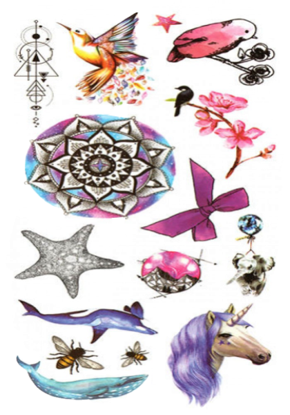 Tattoo - Waterproof High Quality Skin Safe - Birds and Whales