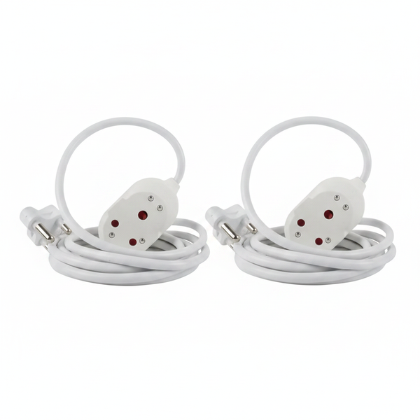 Nexus 5m Double Socket Extension Cord 16A - White - 2 Pack