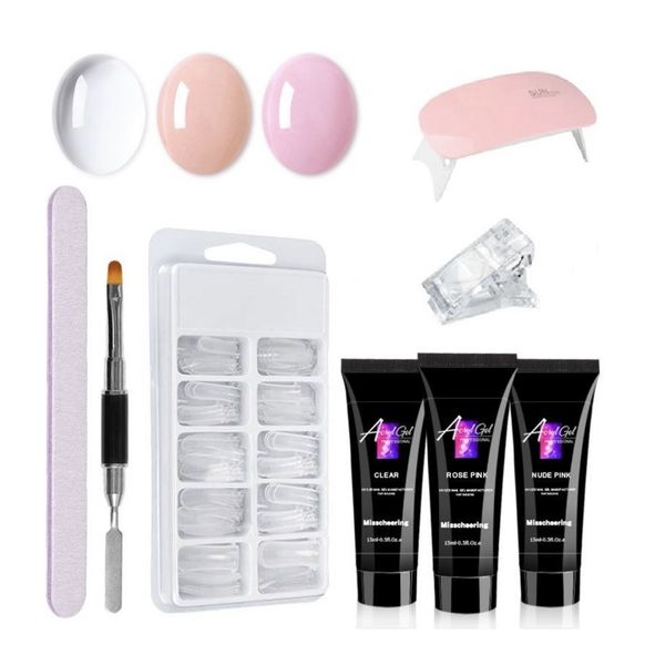 AcrylGel Polygel Nail Starter Kit with 6W Nail Dryer