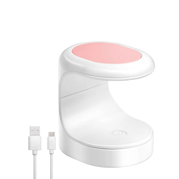 Mini LED UV Nail Lamp with USB Cable - White and Pink