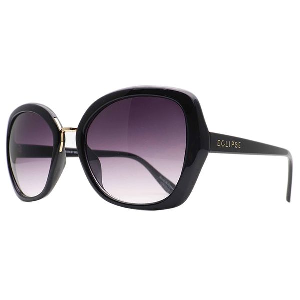 Belmont Ladies Rounded Sunglasses - Black + Silver Trim Detail