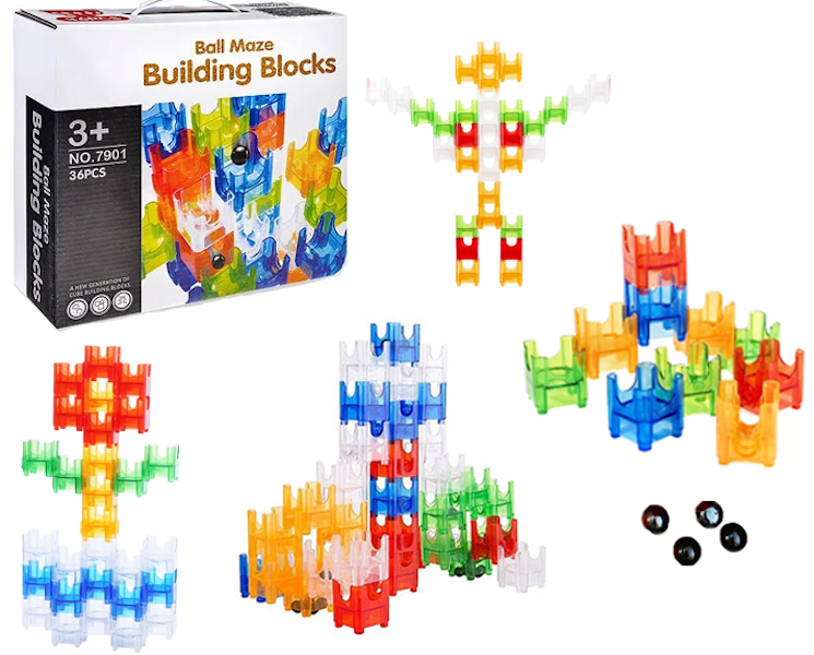 Marble Run Ball Construction Building Blocks Set for Kids - DIY Track Toy