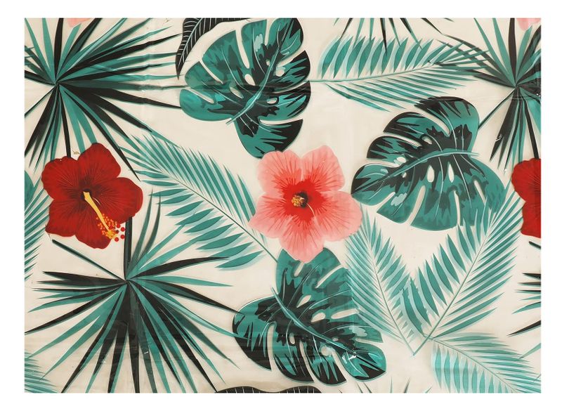 PVC Tablecloth 160cm Round Green &amp; Pink
