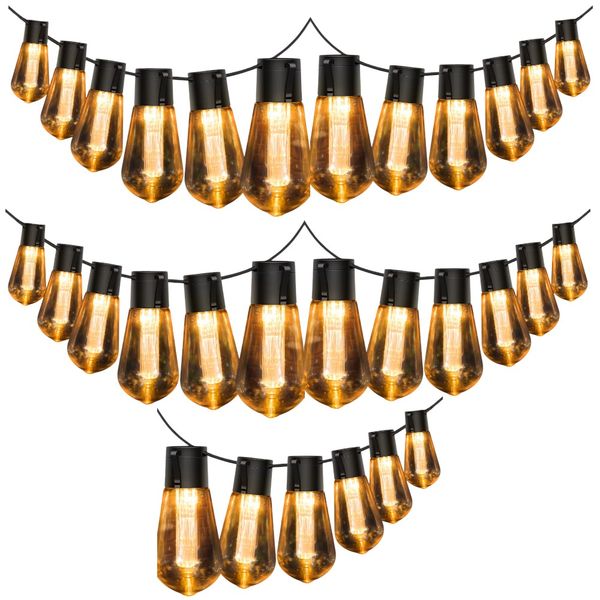 30 Piece Solar Powered Bulb String Lights With 8 Lighting Modes - Black