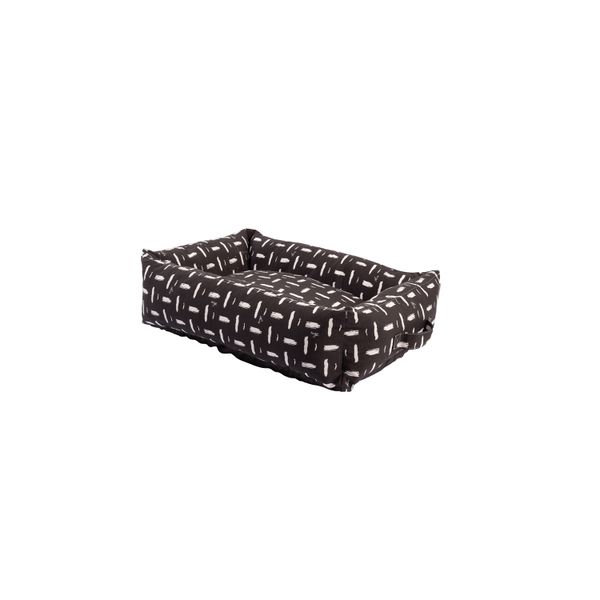 Rogz, Dog Bed, Retro Walled Rectangular, Medium, Black Brush