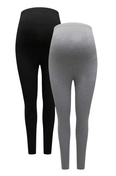 Maternity Leggings Black &amp; Grey - Set of 2