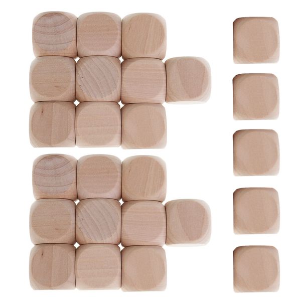 Craft Novelty Blank Wooden Unpainted Dice Cube Set of 25 - 20mm