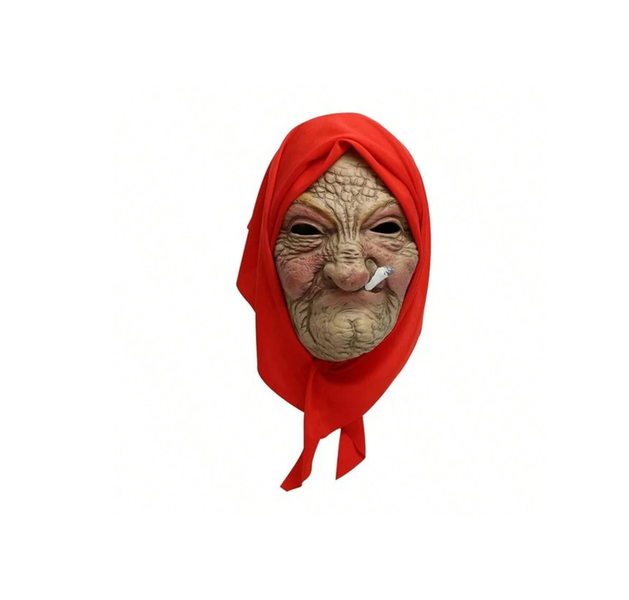 Wrinkly Old Lady with Scarf Mask