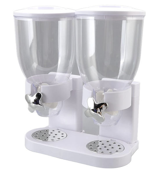 BL-185 White Cereal Dispenser Dual Container 2L