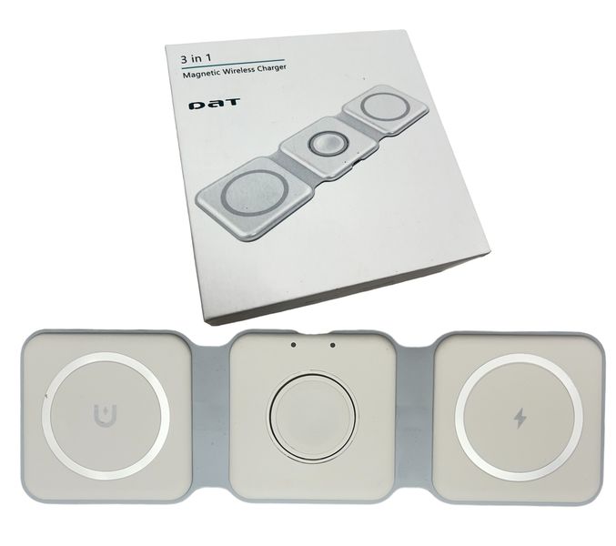 Dat Portable 3 in 1 Magnetic Wireless Charger-White