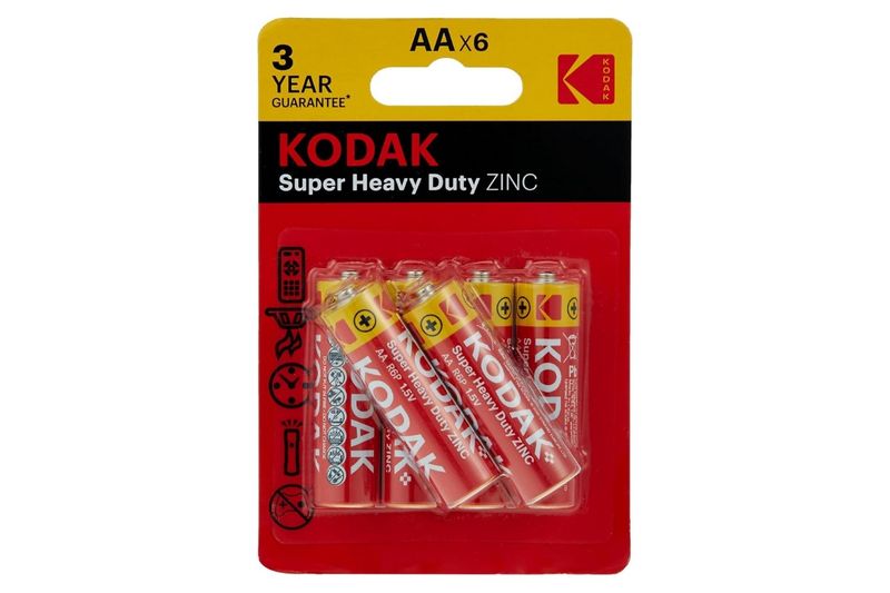 KODAK Super Heavy Duty Zinc AA Batteries - 6 Pack