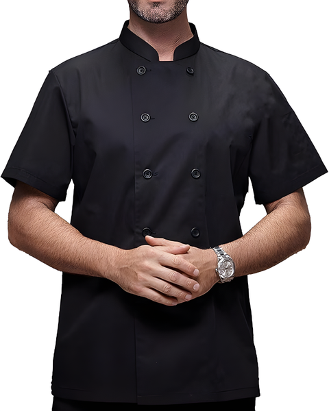 Chef Coat Jacket Double-Breasted Lightweight Restaurant Chef Jacket - Black