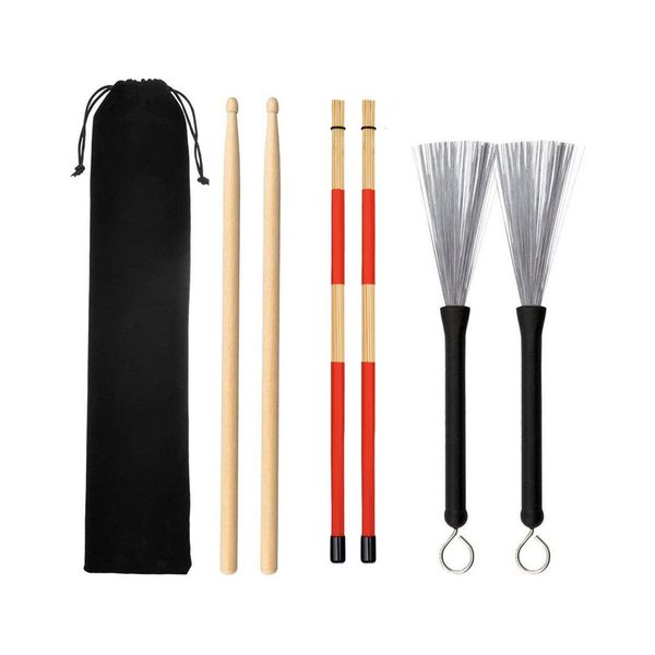 Drum Kit Drum Stick Steel Wire Brush Drum Sticks Set Jazz Rock Accessories