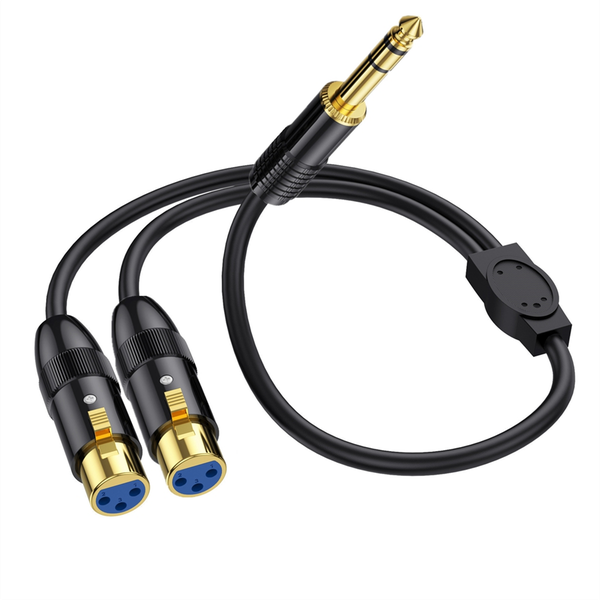 Dual Female XLR To 1/4 inch TRS Stereo Male Plug C