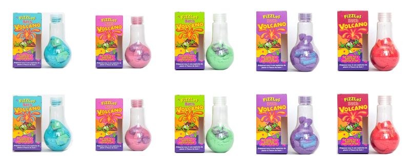 FiZZLeS Volcano Bath Bomb Foam Potions - 5 Vibrant Colours and Scents - 10 Pack