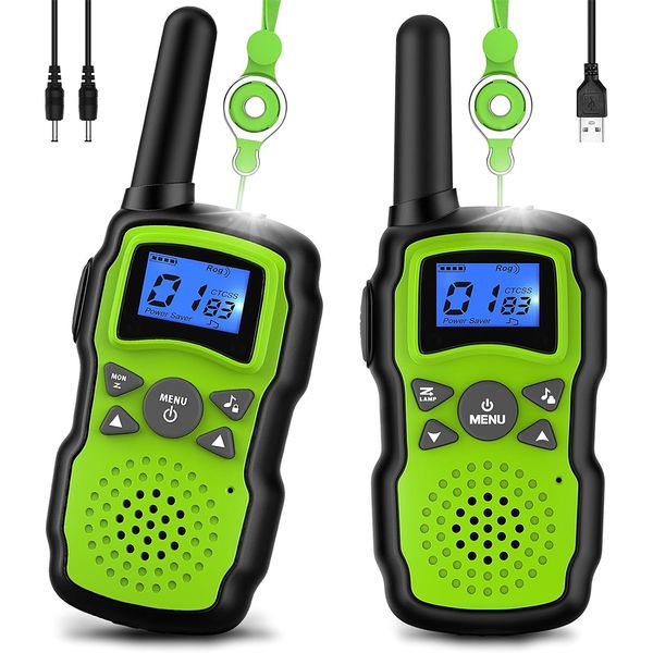 Green Kids Walkie Talkies 2 Pack, Perfect Holiday &amp; Birthday Gift