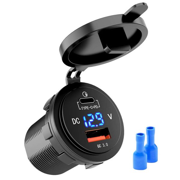 QC3 /C-Type USB Charger with Volt Meter