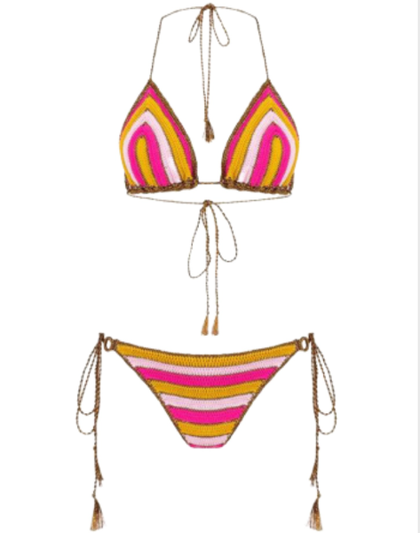 She Made Me - Handmade Crochet Triangle Bikini Set- Seafoam