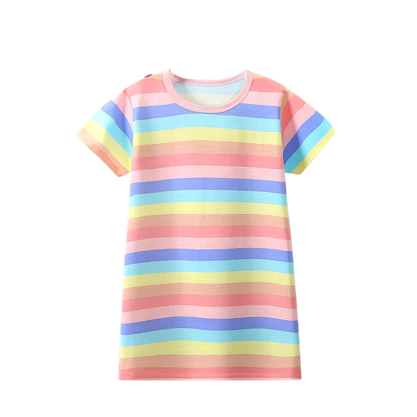 Colourful Stripe Girls Summer Pyjama/Sleepwear Dress
