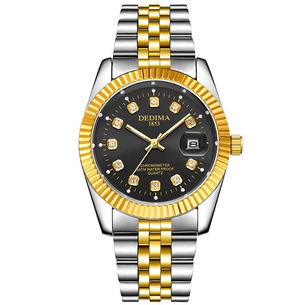Fashionable couple steel strap watch, waterproof high-end gold watch, men's