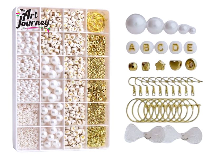 The Art Journey Pearl &amp; Letter Beads DIY Jewelry Set - 1100 PCS