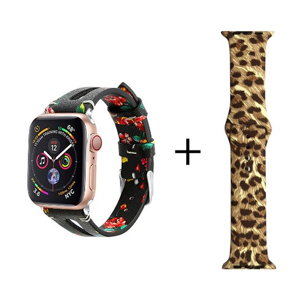 Killer Deals 38/40mm Compatibe With Apple Watch 6/5/4/3/2/1 Leather &amp; Silicone Strap Combo (S/M/L)