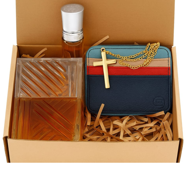 4-Piece Men's Gift Set - Perfume, Perfume Oil, Chain &amp; Card Holder