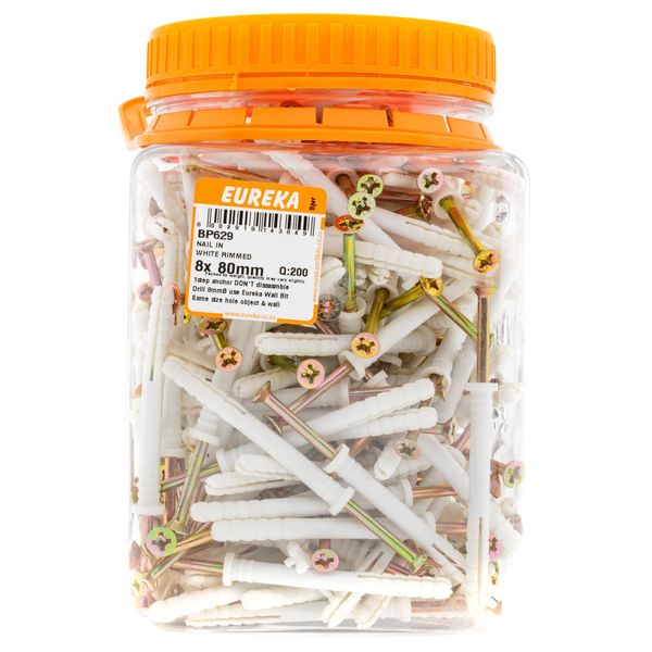EUREKA Nail-In Anchor White Rimmed 8 x 80mm Q:200 BP629