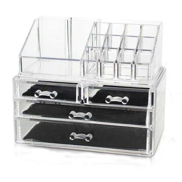 Jewellery Holder Make up Cosmetic Storage Display Box - 4 Drawer