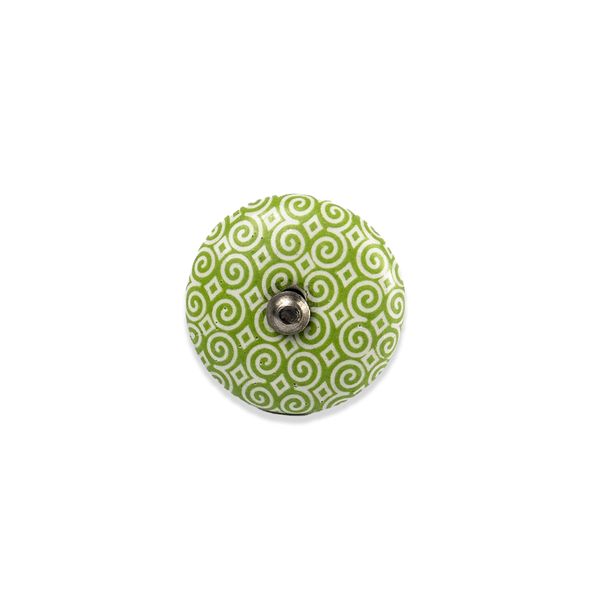 Round Knob - Lime Green Swirl - Home Décor