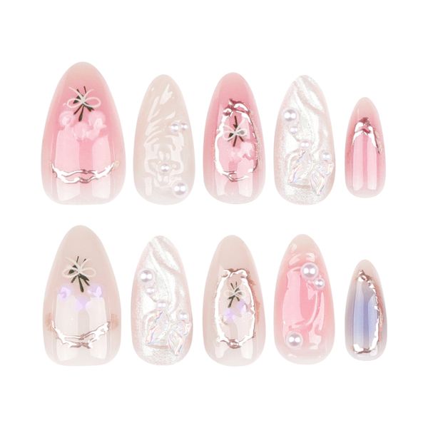 Nail Art Fake Nails - Rhinestone Aurora Butterfly Cute Press-on Nails