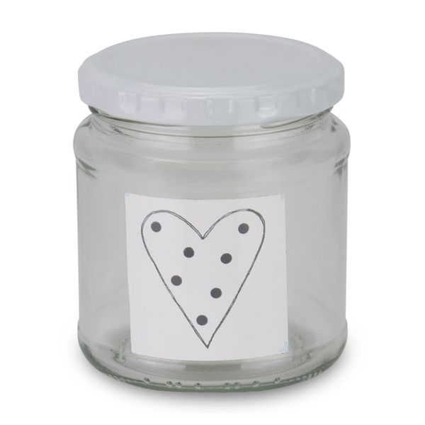 Jar - Heart with Grey Spots - Transparent - Glass - 291ml