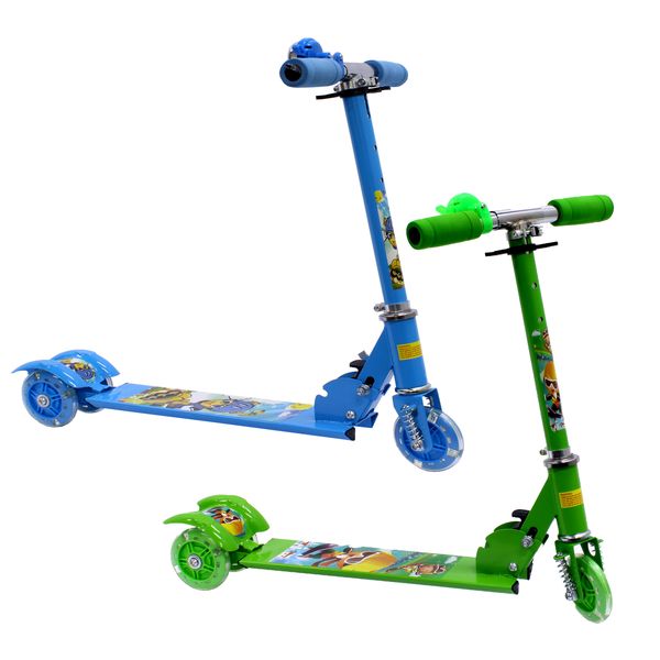 Scooter 3 Wheeled Folding Adjustable Scooter with Light Up Wheel - 2 Pack