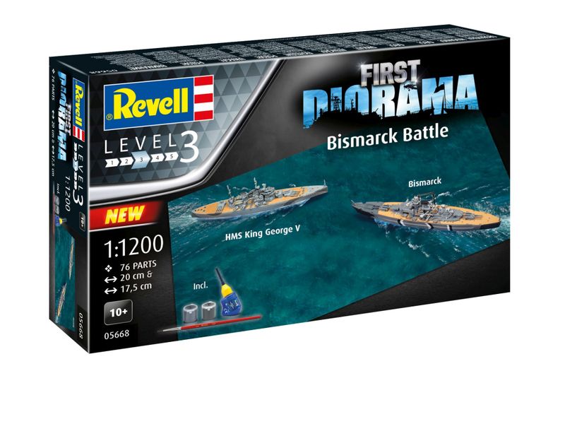 Revell 1/1200 Bismarck Battle Plastic Model Kit w/paints, glue &amp; brush