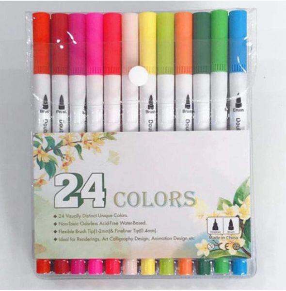 Double Sided Fine Tip Pen And Marker -24 Pieces