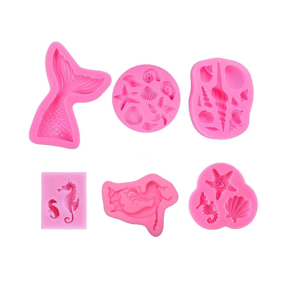 6 Pieces Mermaid Silicone Mold Marine Fondant Silicone Mold Chocolate ...