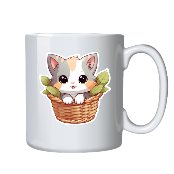 Kitten Cat 1 Kawaii Sticker Theme Mug Cup Birthday Christmas Gift 502