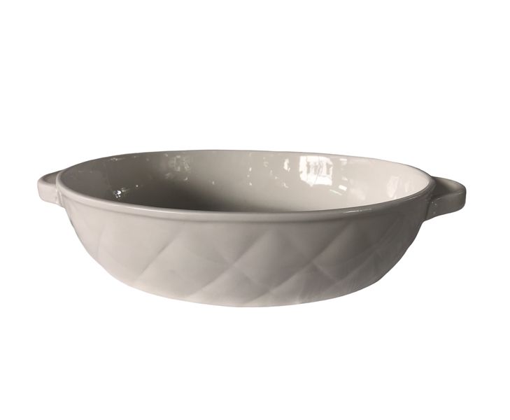 Dish 22X17.5X5.5Cm Oval With Handles Square Pattern D44