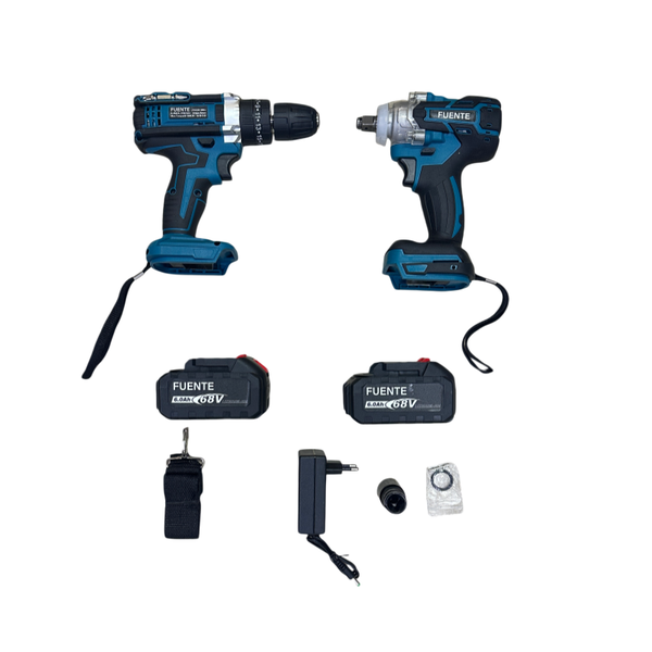 68V FUENTE Brushless Lithium Drill + Impact Wrench cCombo Set