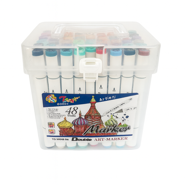 Markers Pen 48-Color Dual-Tip Art Marker Set with Carry Case