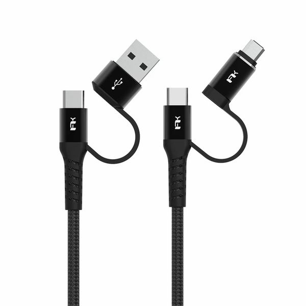 Feeltek 2M Android Fast Charging Multi-Plug Braided Cable - Black