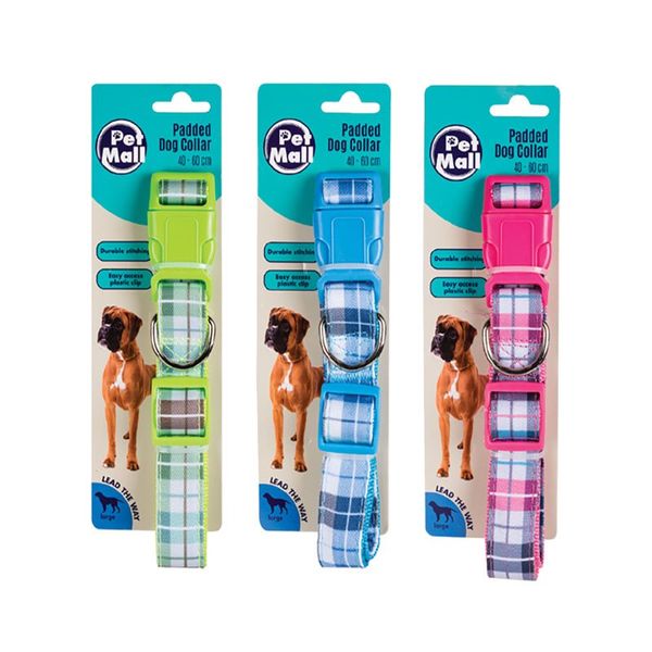 Bulk Pack x 6 Pet Dog Collar Tartan 40-60cm Large