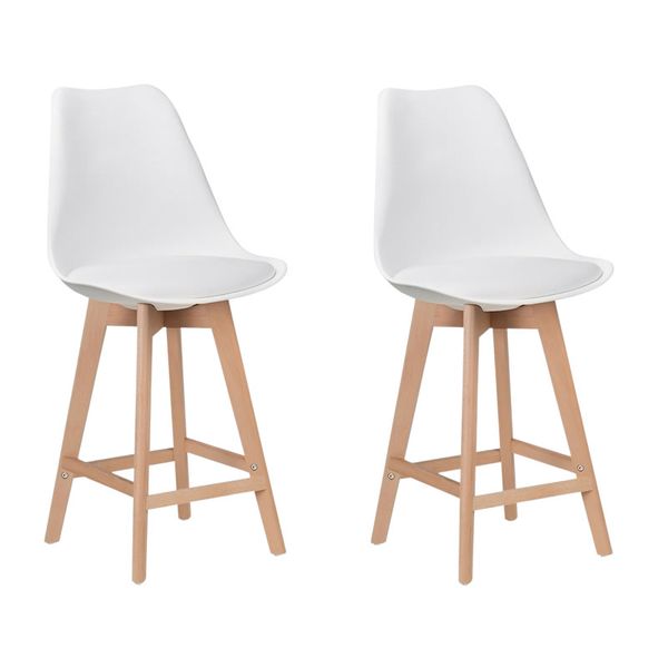 Set of 2 PU Cushion Wooden Bar stools