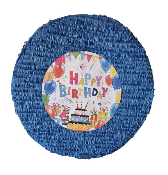 Dark Blue Happy Birthday Round Pinata