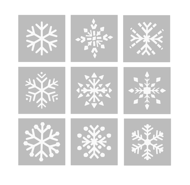 Christmas collection of 9 Snowflakes stencils (10cm)