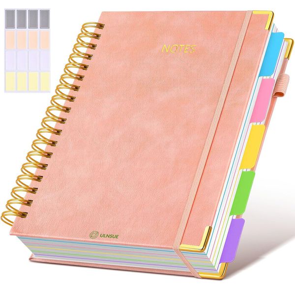 ULNSUE B5 Spiral Notebook Journal with Removable Dividers Tabs, 150 Sheet